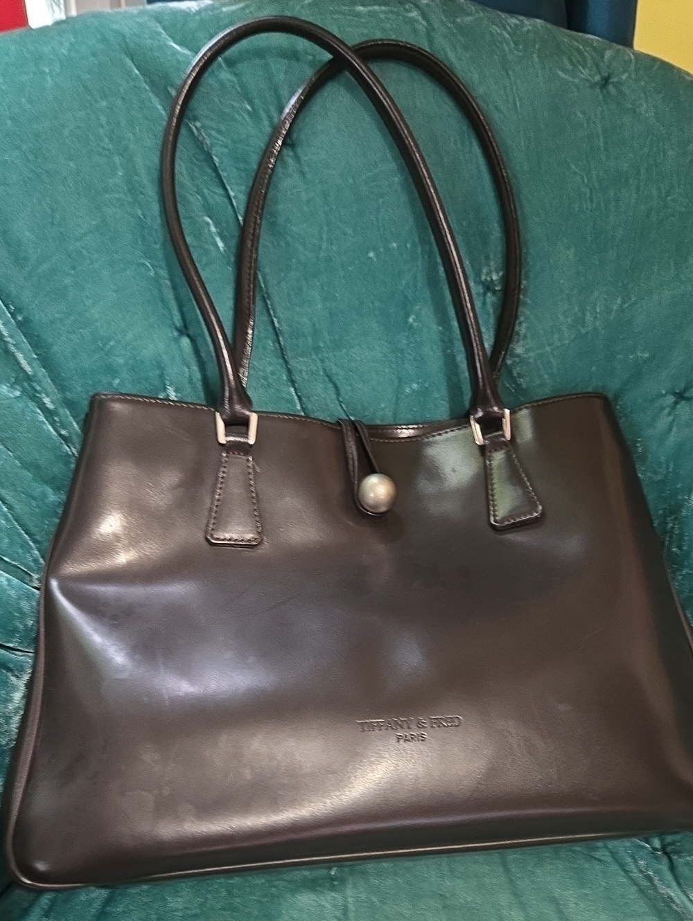 Tiffany & Fred Black Leather Shoulder Tote